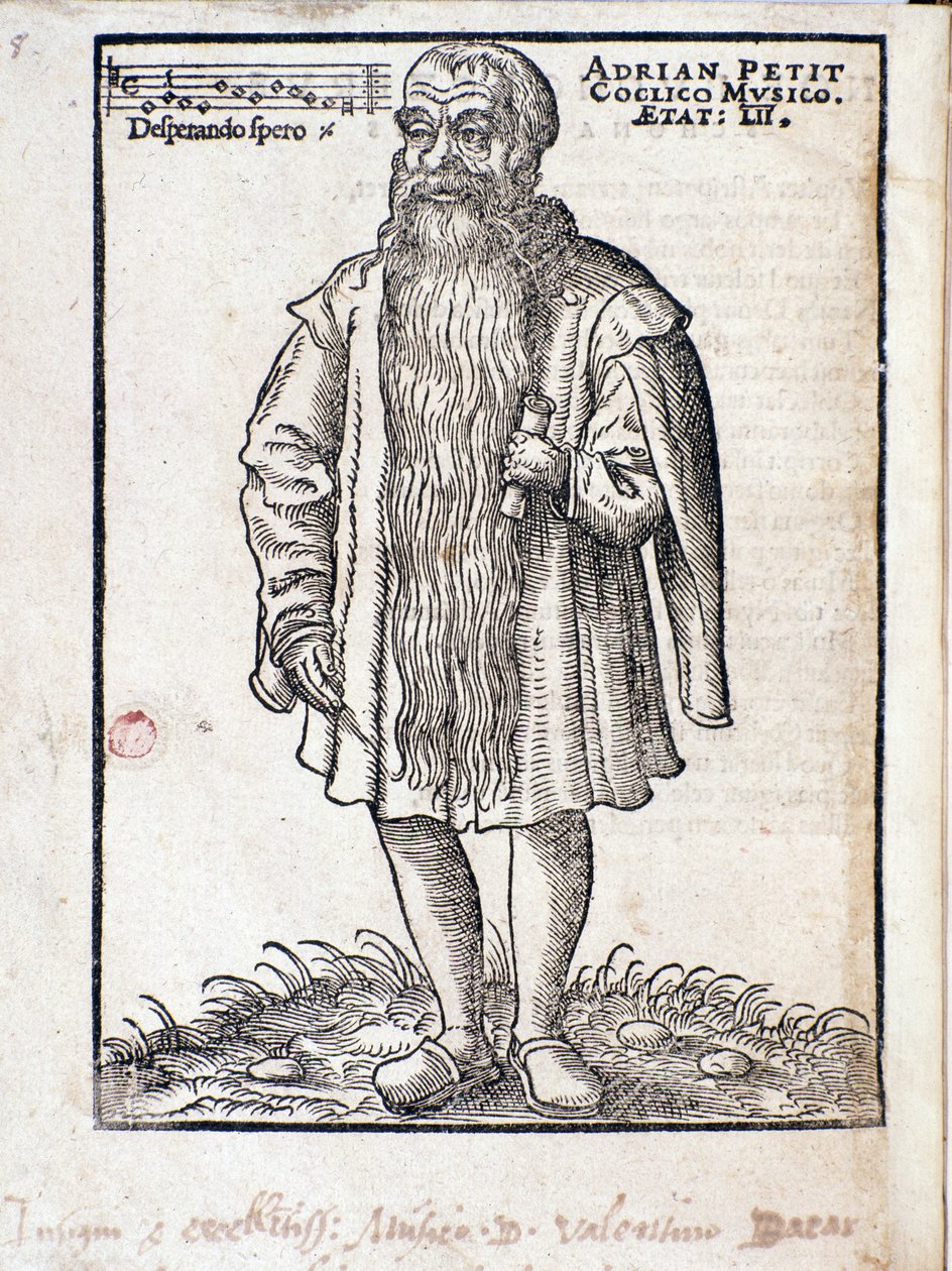 Retrato de Adrianus Petit Coclico (1500-1562) compositor neerlandês do Renascimento. de Italian School