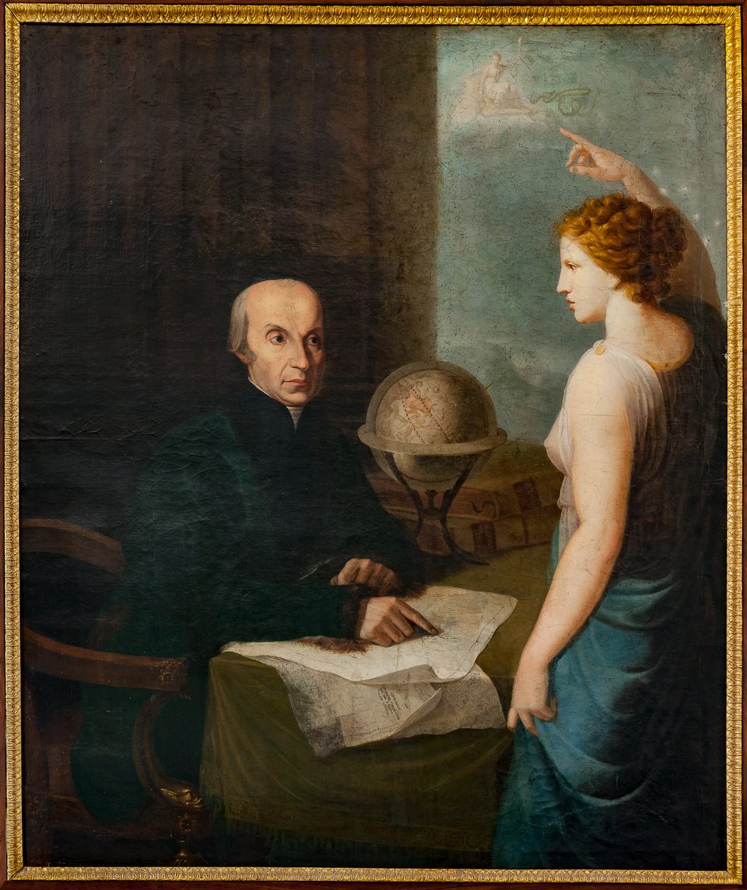 Retrato do astrônomo Giuseppe Piazzi, O Observatório Astronômico "Giuseppe Piazzi", a Torre Pisana de Italian School