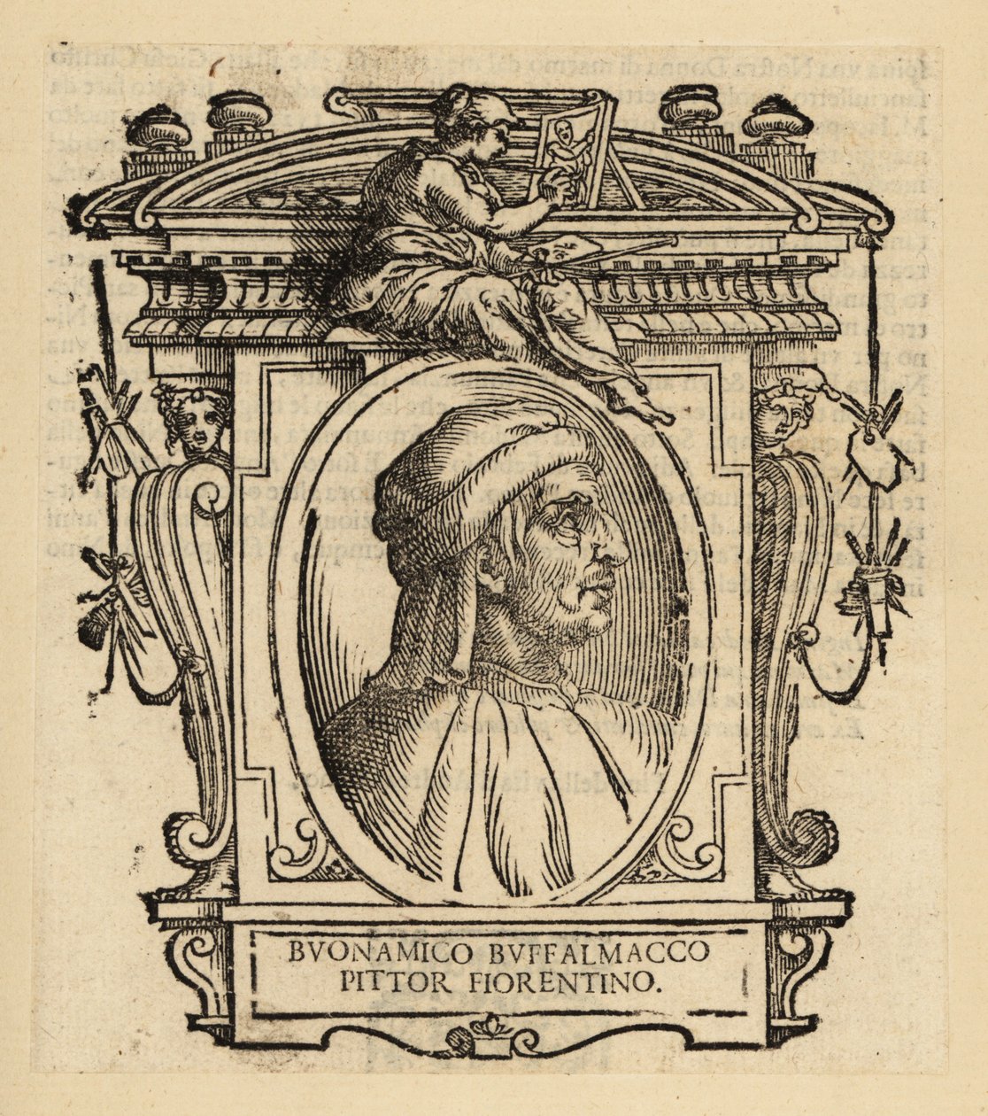 Retrato de Buonamico di Martino ou Buonamico Buffalmacco, pintor italiano que trabalhou em Florença, Bolonha e Pisa, cerca de 1290-1340 de Italian School