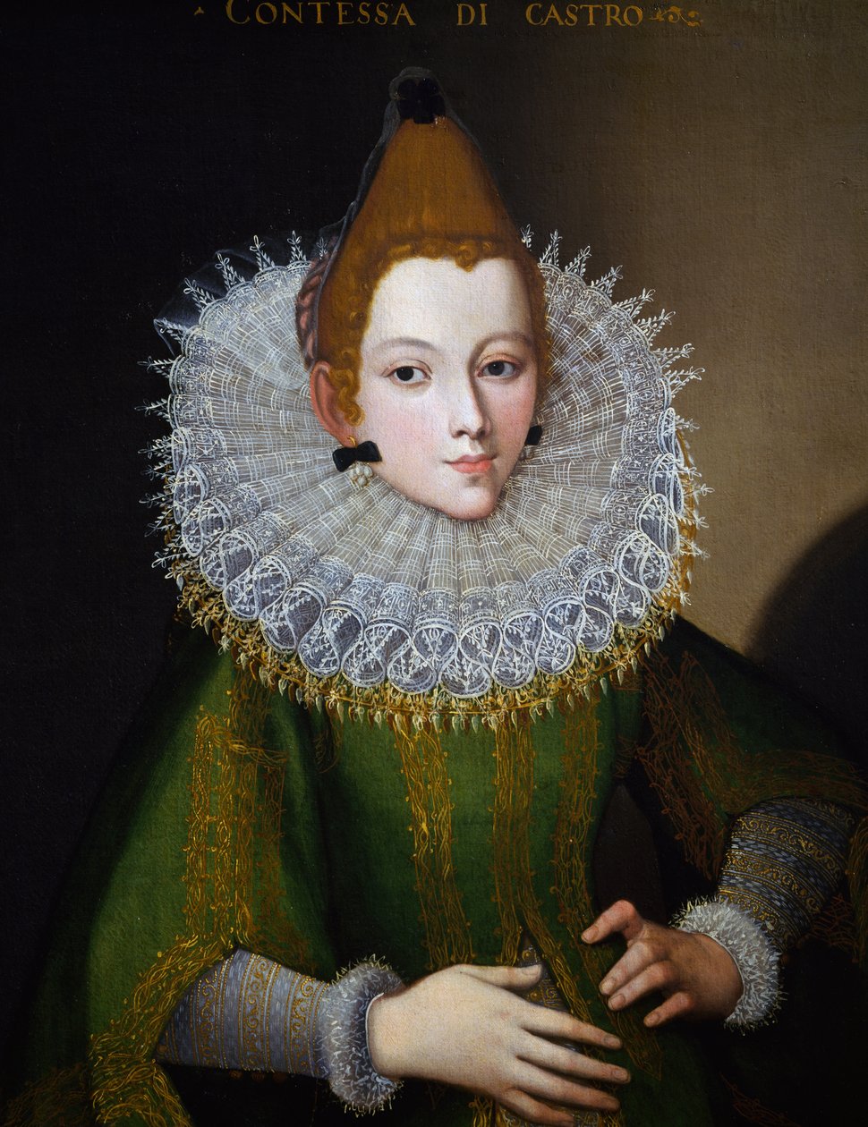 Retrato da Condessa de Castro, de artista italiana desconhecida, óleo sobre tela, 91x72 cm, Itália de Italian School