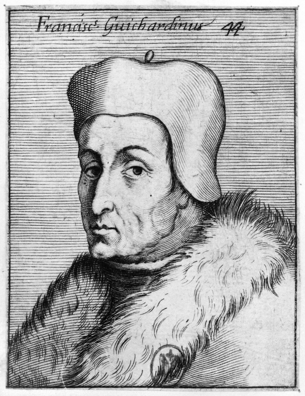 Retrato de Francesco Guicciardini (1483-1540) (gravura) (foto bw) de Italian School