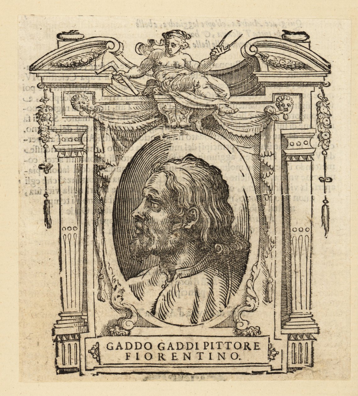 Retrato de Gaddo Gaddi, pintor e mosaicista italiano de Florença num estilo de arte gótica, cerca de 1239-circa 1312 de Italian School