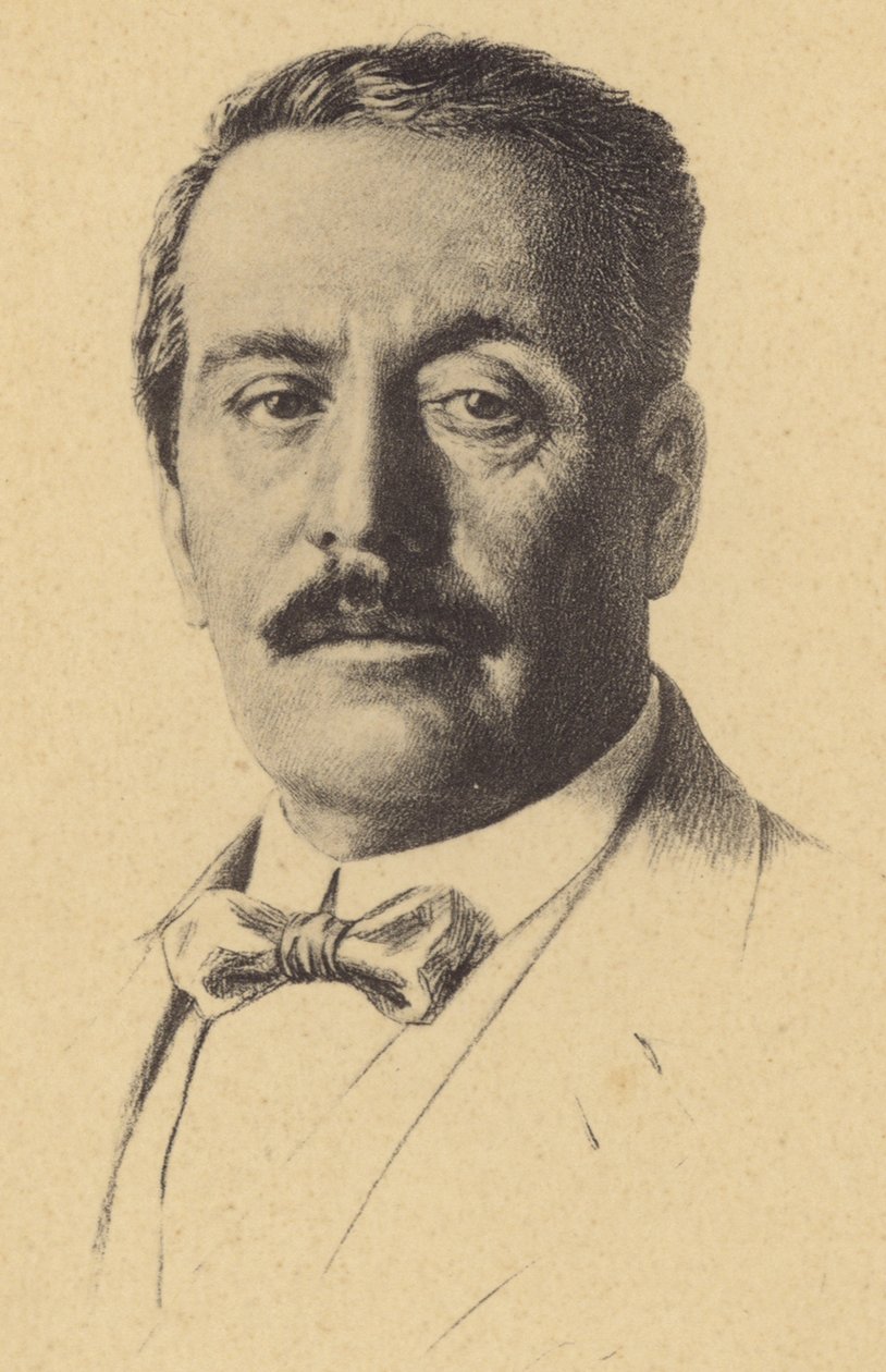 Retrato de Giacomo Puccini (litografia) de Italian School