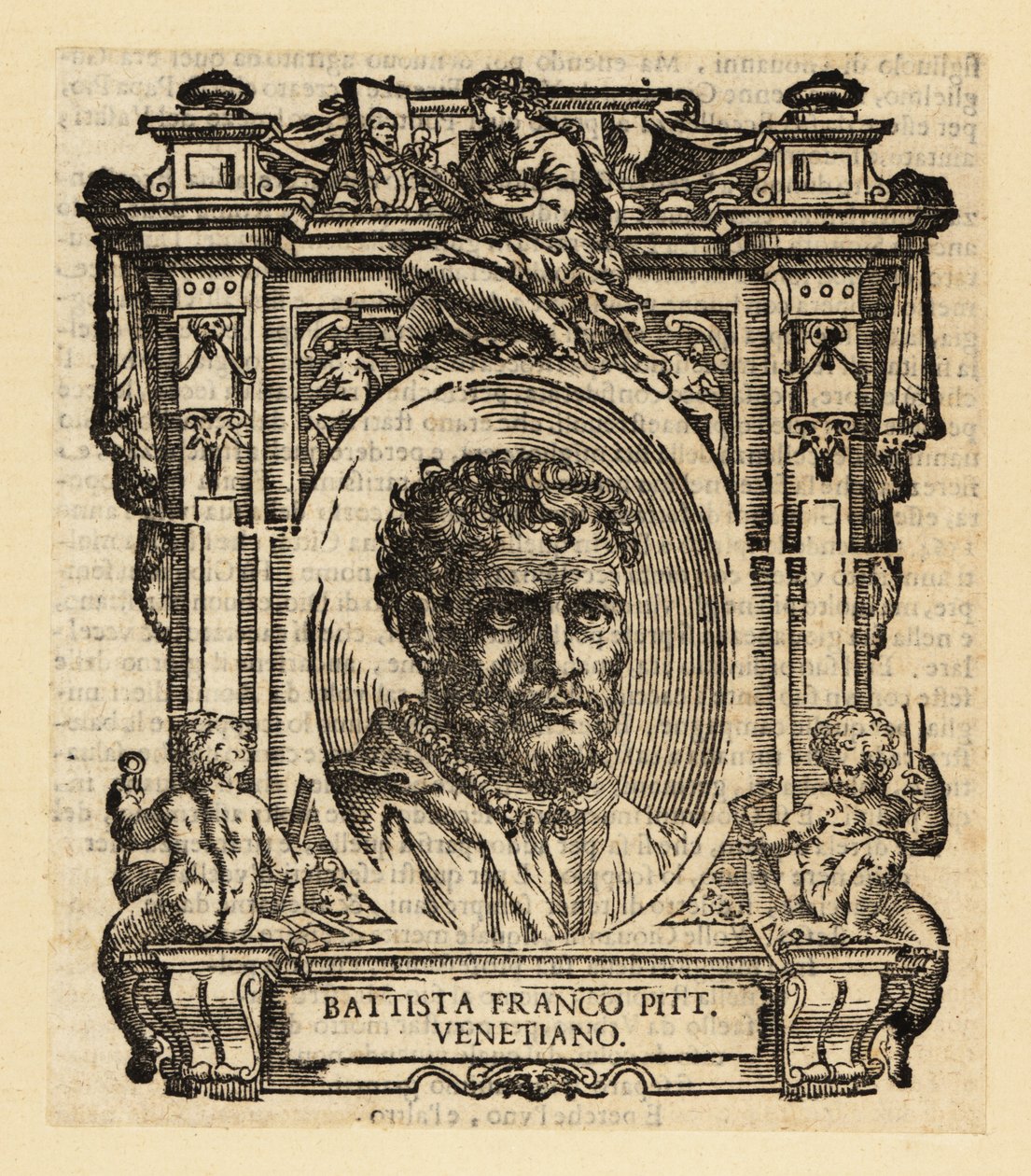 Retrato de Giovanni Battista Franco, pintor e gravador maneirista italiano activo em Roma, Urbino e Veneza em meados do século XVI. de Italian School