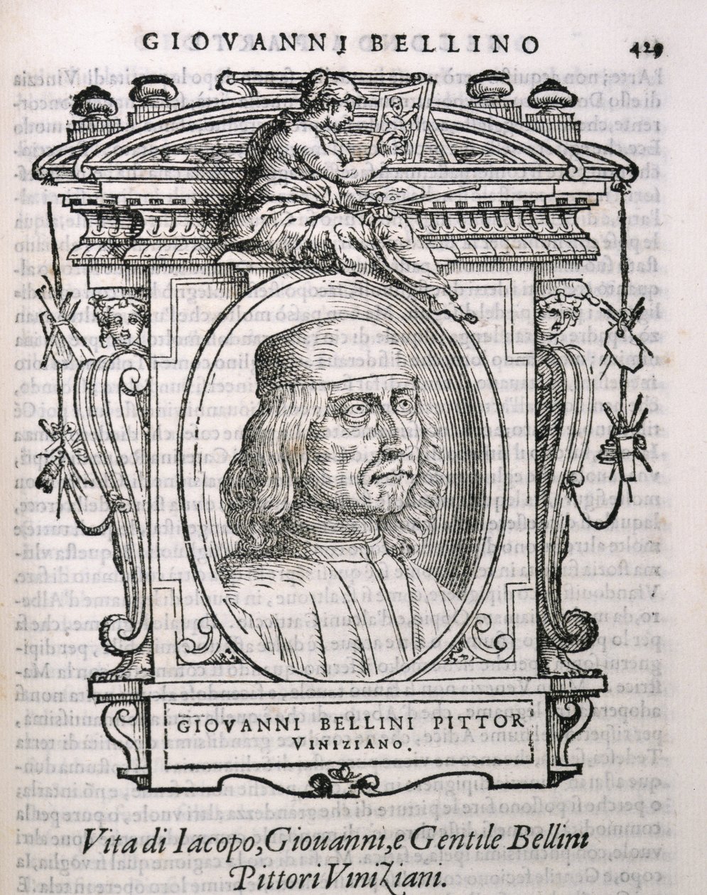 Retrato de Giovanni Bellini (c.1431-1516) de Vasaris Lives of the Artists, publicado pela primeira vez em 1550 de Italian School