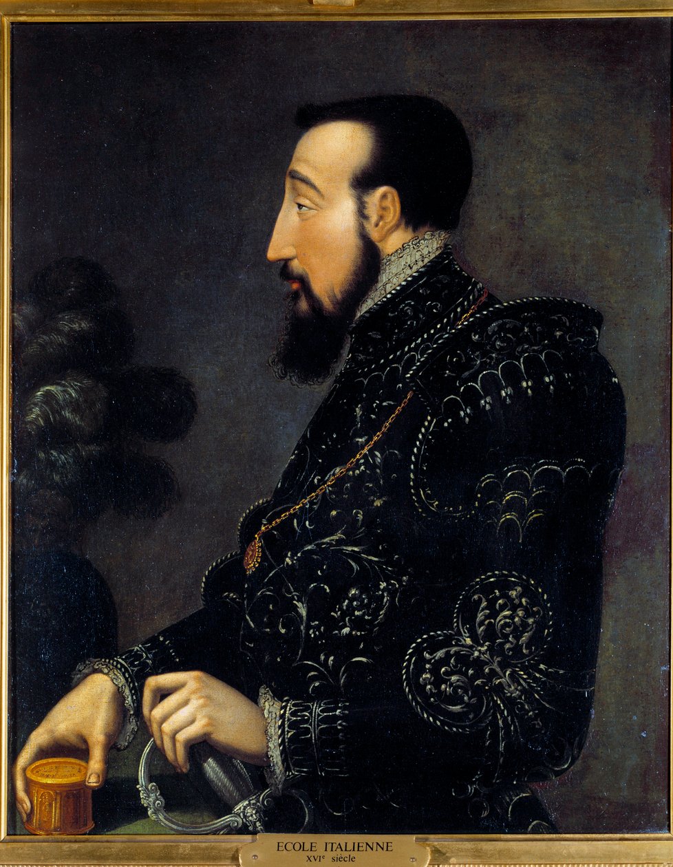 Retrato de Henrique II Rei da França (1519-1559) Pintura da Escola Italiana. Século XVI. Sol 0,58x0,46 m Chantilly, museu Conde de Italian School