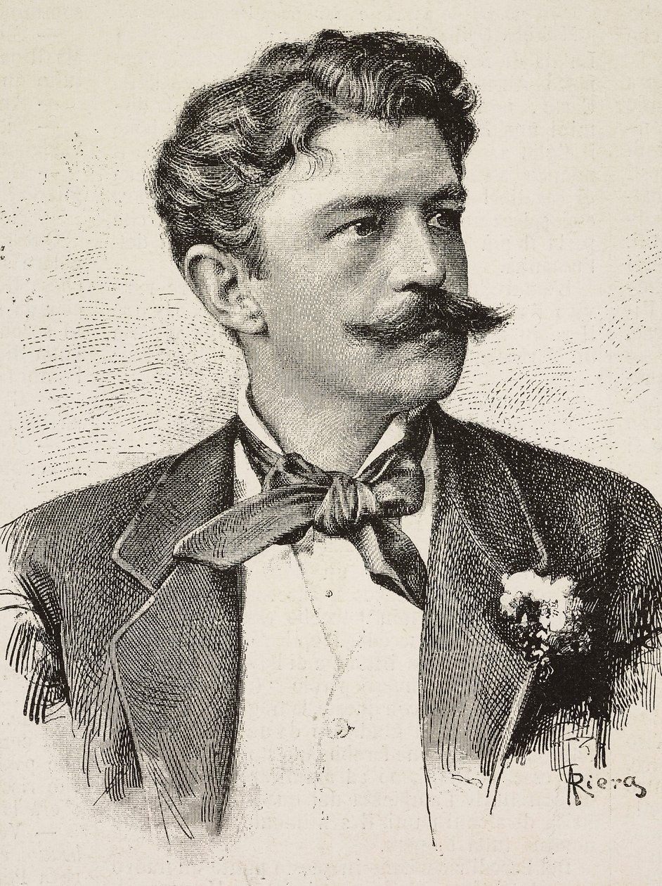 Retrato de Herbert von Bismarck (1849-1904), político alemão, gravado por Riera a partir de fotografia dos irmãos Vianello, de L