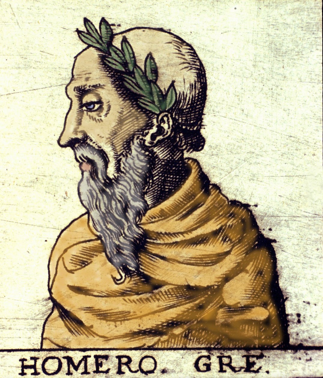 Retrato de Homero (século IX a.C.). Gravura de 1560 do Atlas de Urbano Monte de Italian School