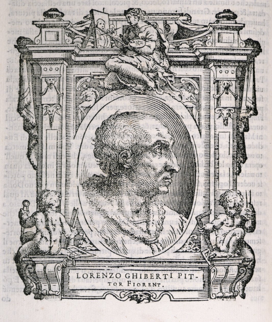 Retrato de Lorenzo Ghiberti (1378-1455) de Vasaris Lives of the Artists, publicado pela primeira vez em 1550 de Italian School