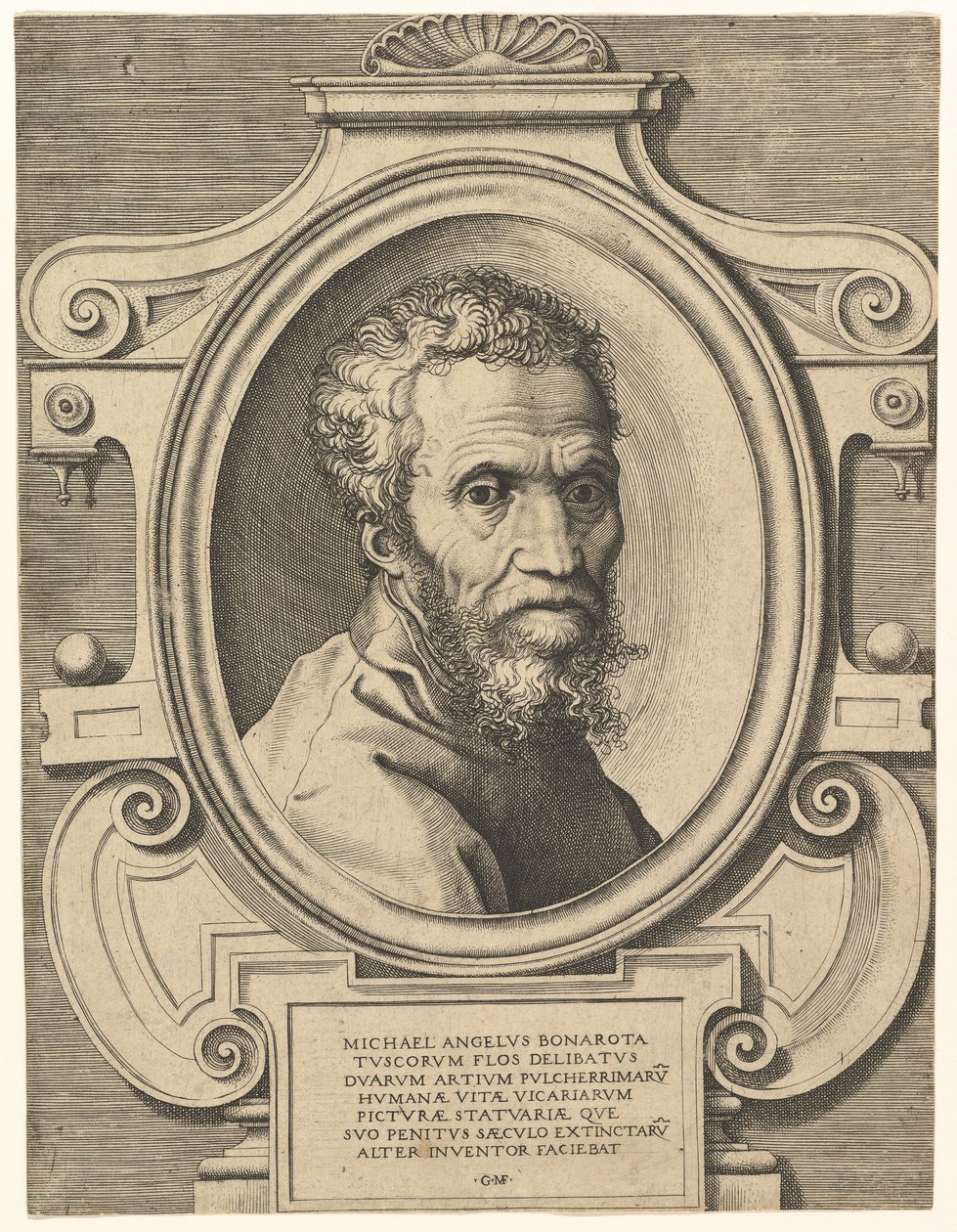 Retrato de Miguel Ângelo, pub. C. 1564 (gravura) de Italian School