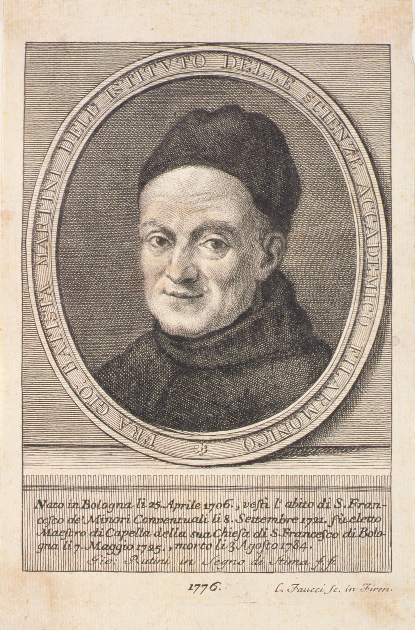 Retrato do Padre Giovanni Battista Martini (1706-84) gravado por Faucci, 1776 de Italian School