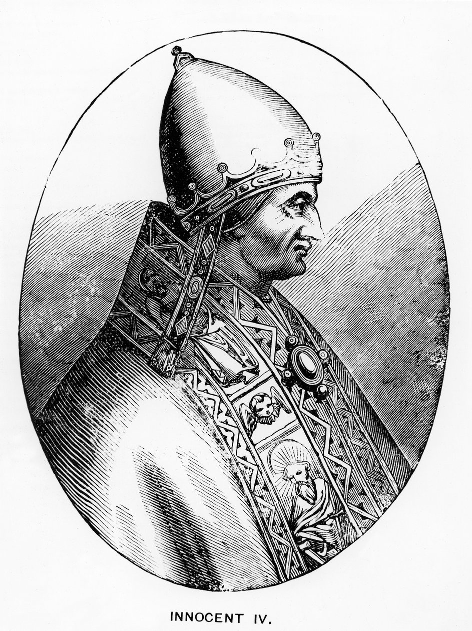 Retrato do Papa Inocêncio IV (d.1254) ilustração da ciência e literatura na idade média e Renascença, escrita e gravada por Paul Lacroix, 1878 de Italian School