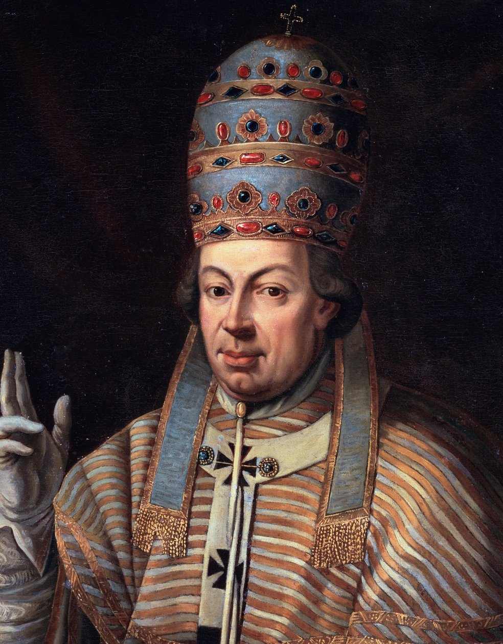 Retrato do Papa Pio VI, detalhe (óleo sobre tela de Italian School