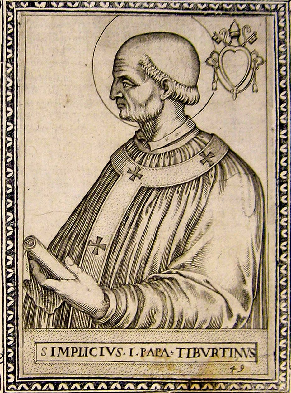 Retrato do Papa Simplicius, c.1760 (gravura) de Italian School
