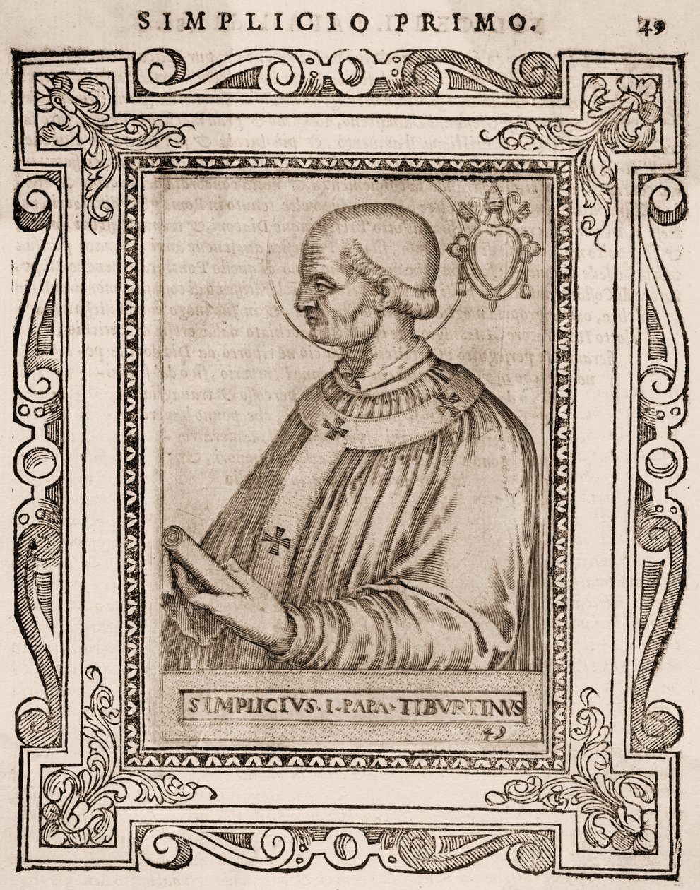 Retrato do Papa Simplicius, c.1760 (gravura) de Italian School