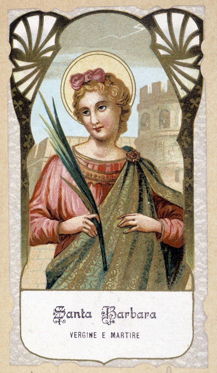 Retrato de Santa Barba, Virgem e Martírio, Itália de Italian School