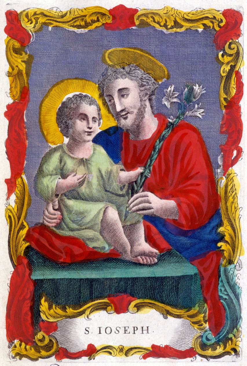 Retrato de São José e do Menino Jesus, imagem piedosa, Itália de Italian School