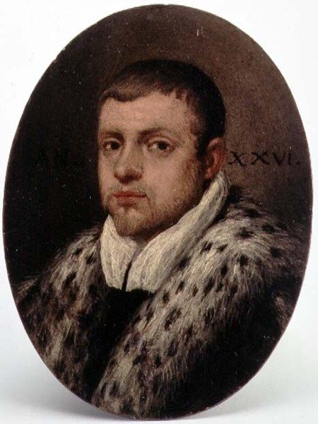 Retrato de um patrício veneziano (óleo sobre cobre) de Italian School