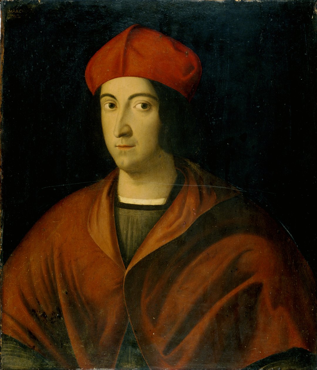 Retrato de um cardeal (tempera na madeira) de Italian School
