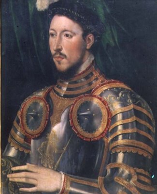 Retrato de um homem de armadura (painel) de Italian School