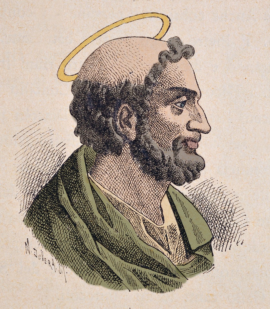 Retrato de São Pedro (1er siecle), primeiro Papa e Bispo de Roma. de Italian School