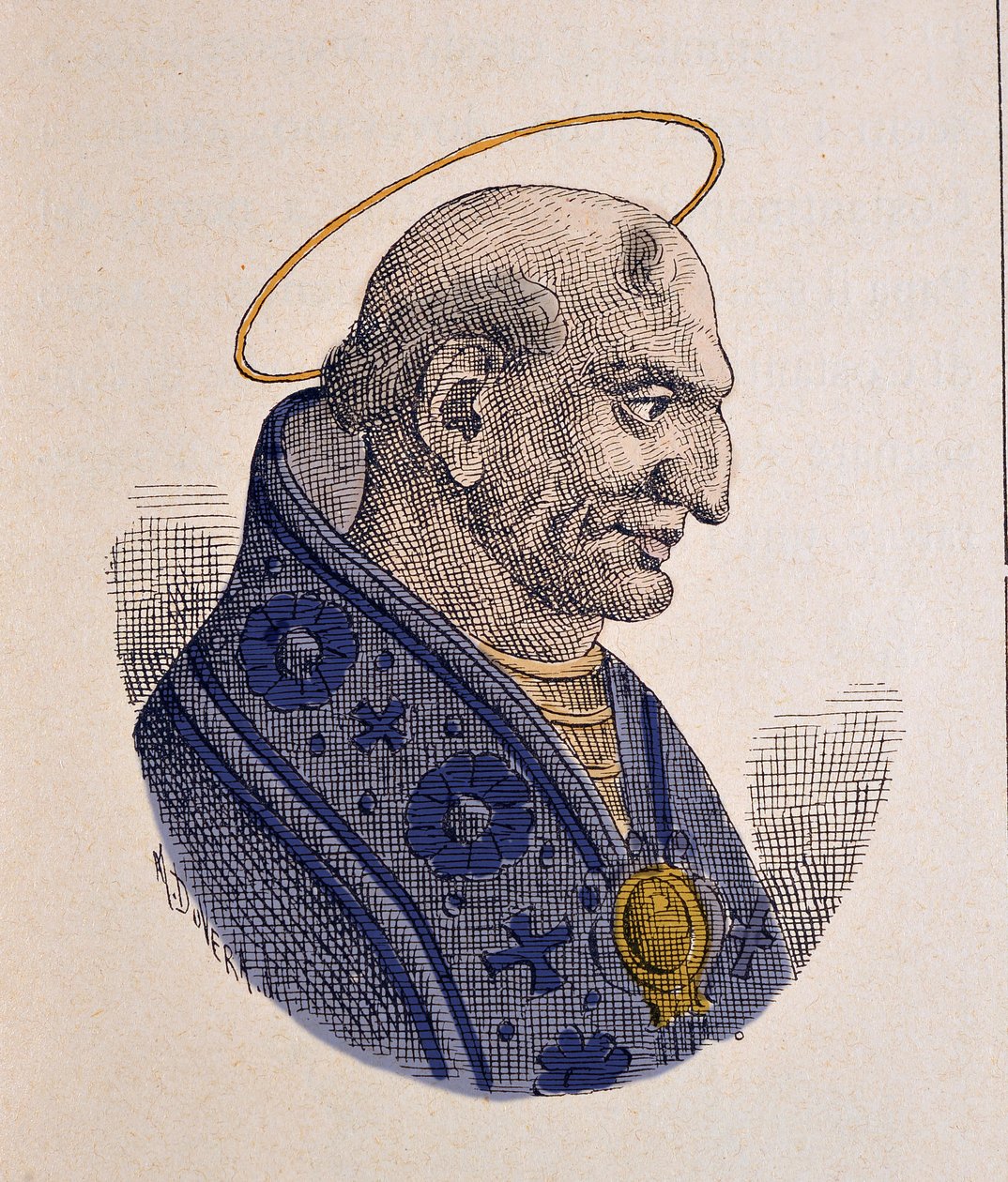 Retrato do Papa Adeodat II ou Dieudonne (Deusdedit ou Adeodatus ou Deodatus ou Adeodato) (672-676) de Italian School
