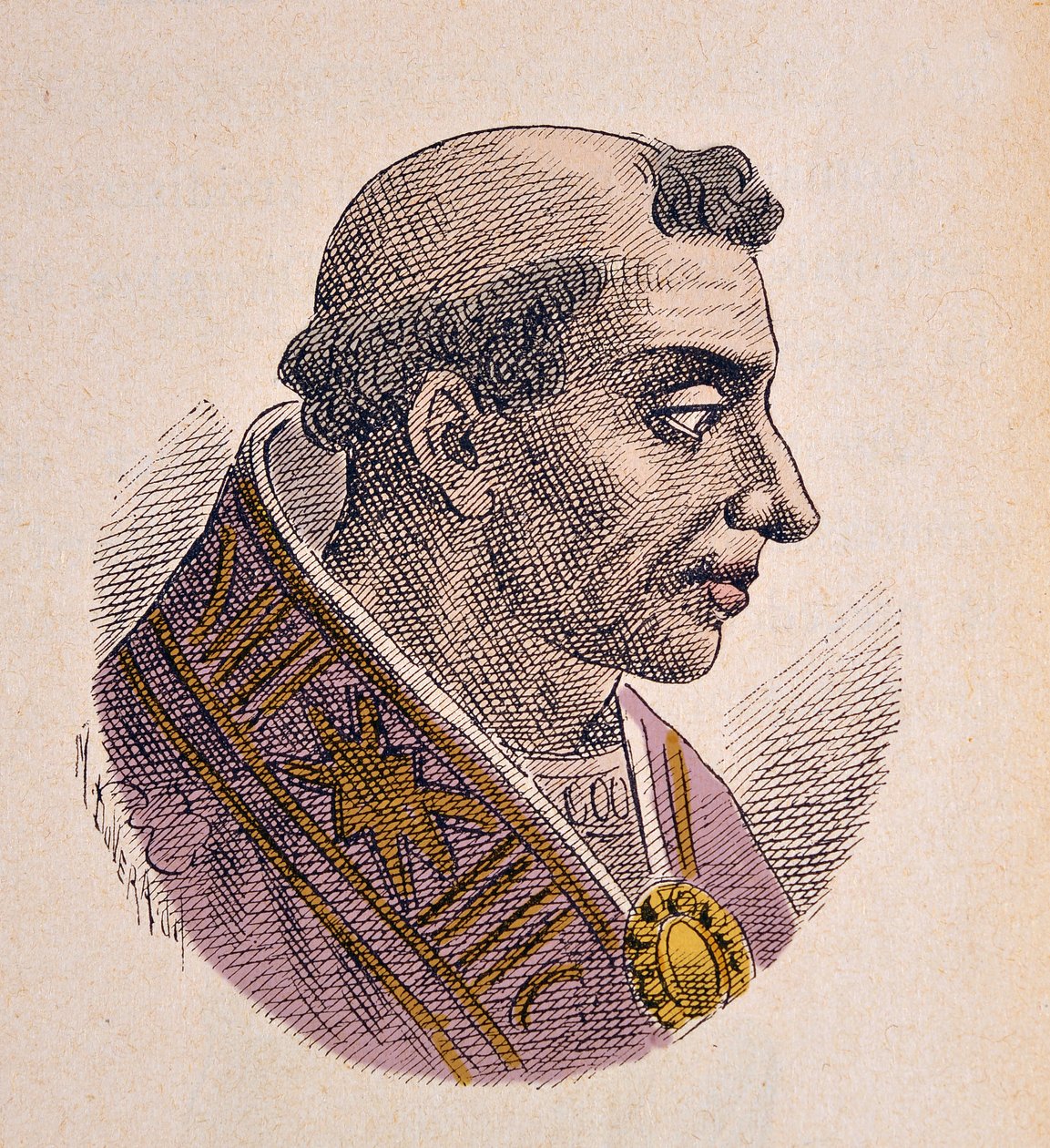 Retrato do Papa Adrien II (Adrian, Adriano ou Adriano) (867-872) de Italian School