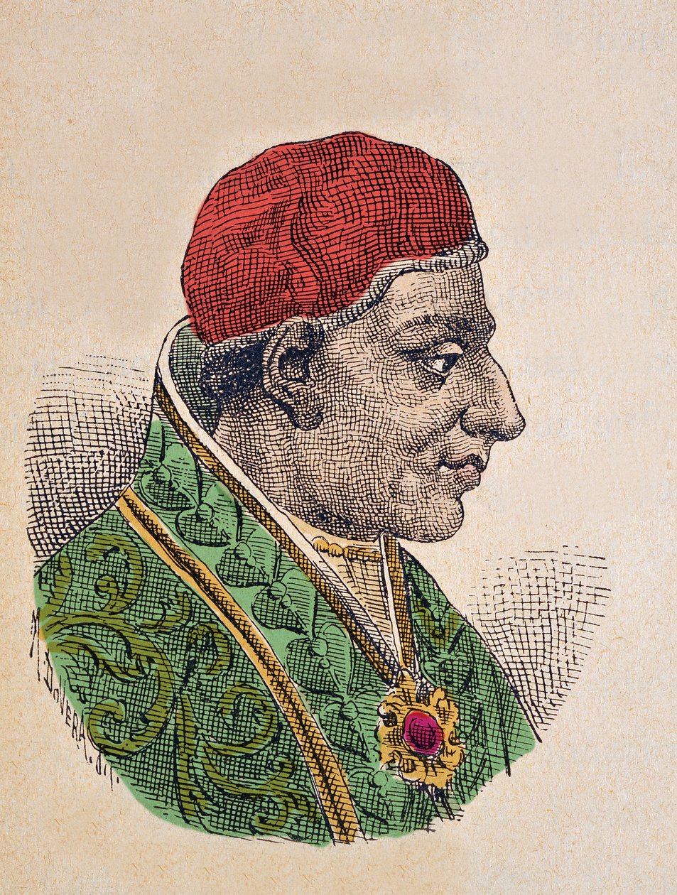 Retrato do Papa Adrien Ier (Adrian I ou Hadrian ou Adriano ou Hadrianus) (772-795) de Italian School