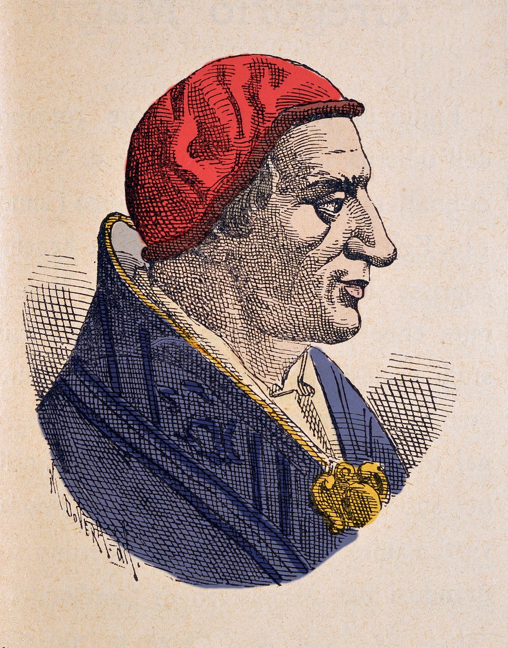Retrato do Papa Benoit Ier (Bento XVI, Benedetto ou Benedictus) (575-579) de Italian School