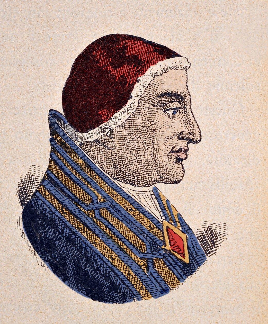 Retrato do Papa Benoit XII (benedetto, Bento XVI ou Benedito) (1334-1342) de Italian School