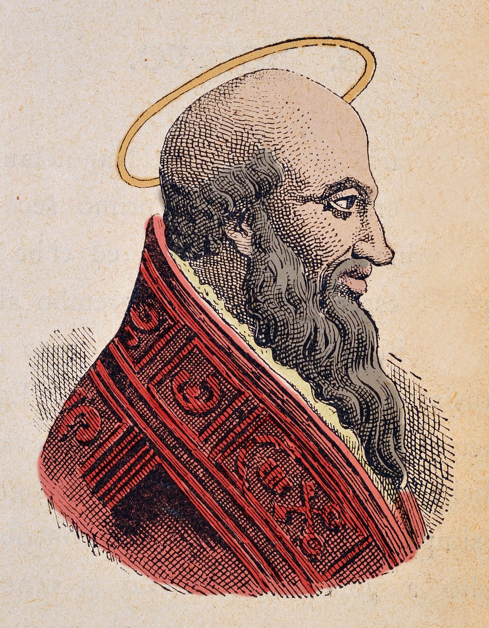 Retrato do Papa Eleuthere (Eleuterus ou Eleutherius ou Eleuterio) (ca. 175-189) de Italian School