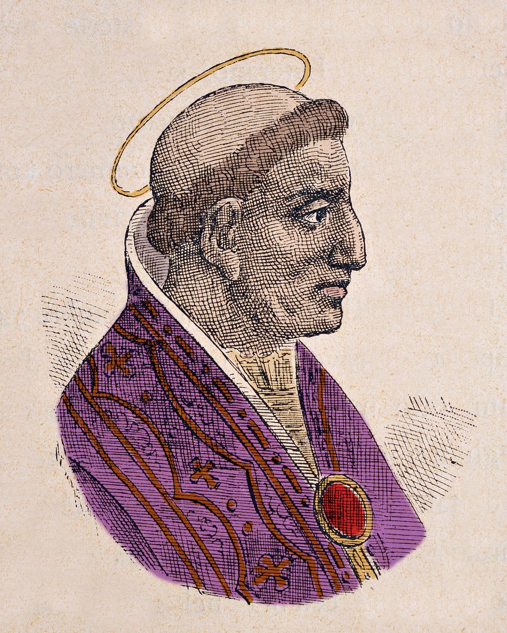 Retrato do Papa Gregoire III (Gregorio ou Gregorius) (731-741) de Italian School