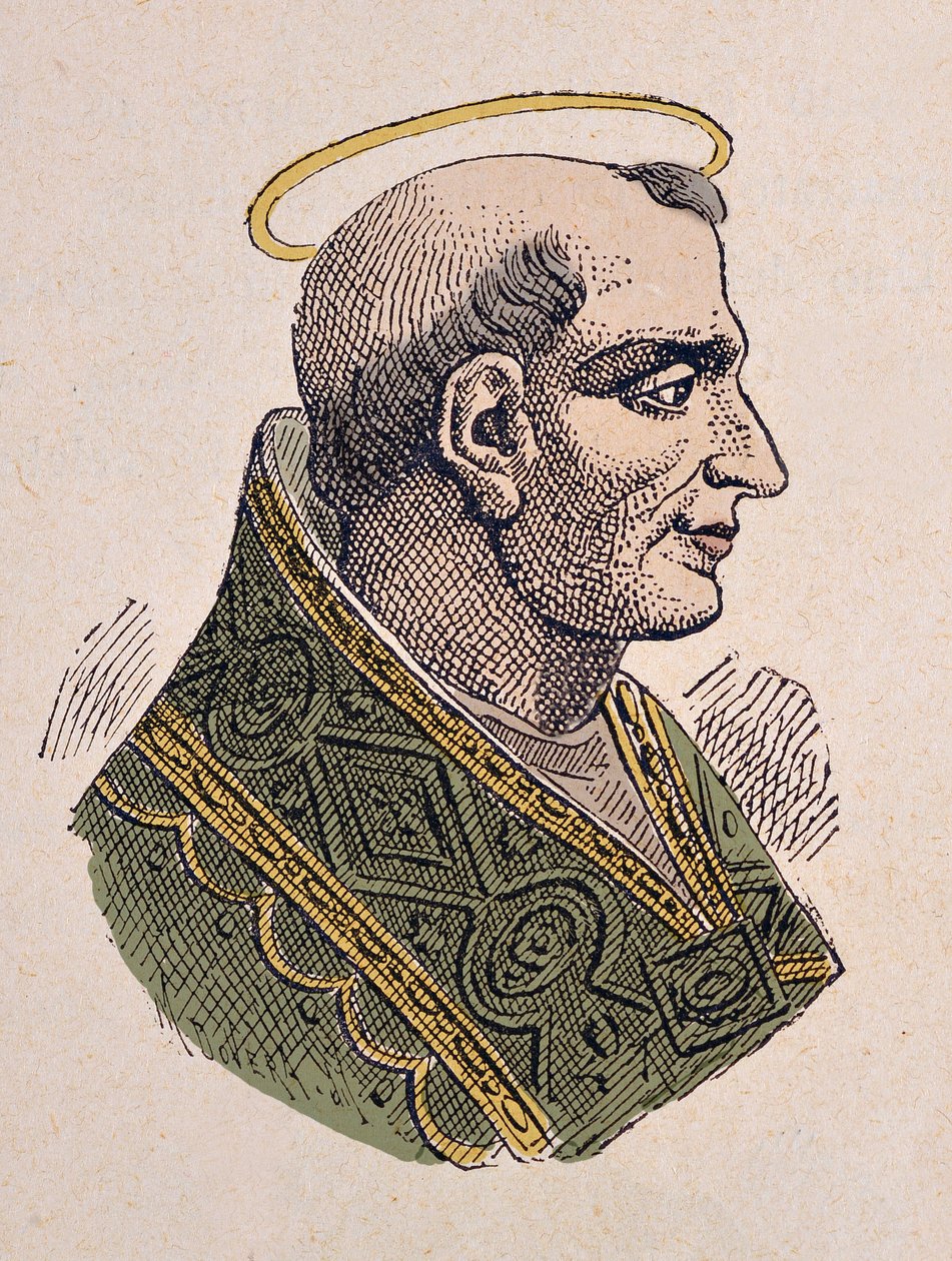 Retrato do Papa Leão Ier le Grand (Leo, Leone magno ou magnus) (440-461) de Italian School