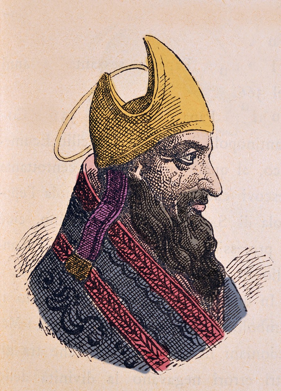 Retrato do Papa Libere (Liberius ou Liberio) (352-366) de Italian School