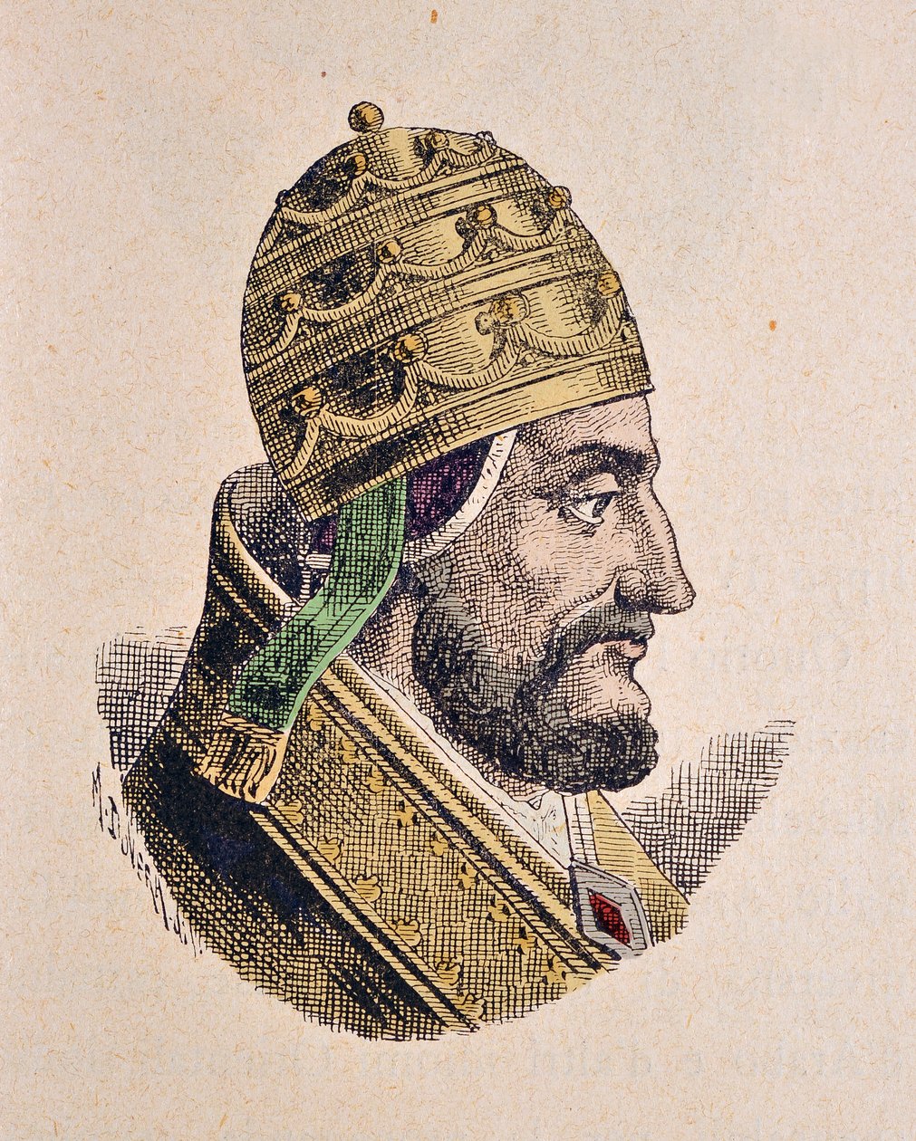 Retrato do Papa Martino IV (Martinus IV ou Martino) (1281-1285) de Italian School