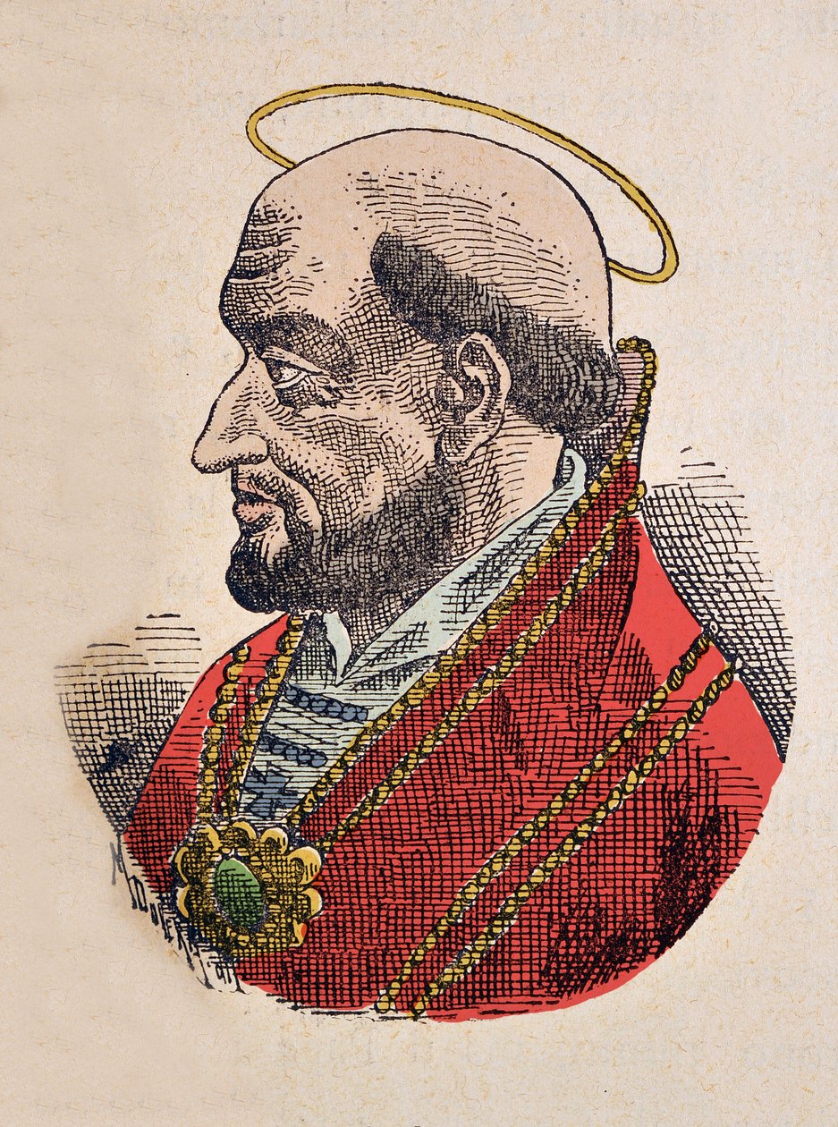 Retrato do Papa Silvere (Silverius ou Silverio) (535-536) de Italian School