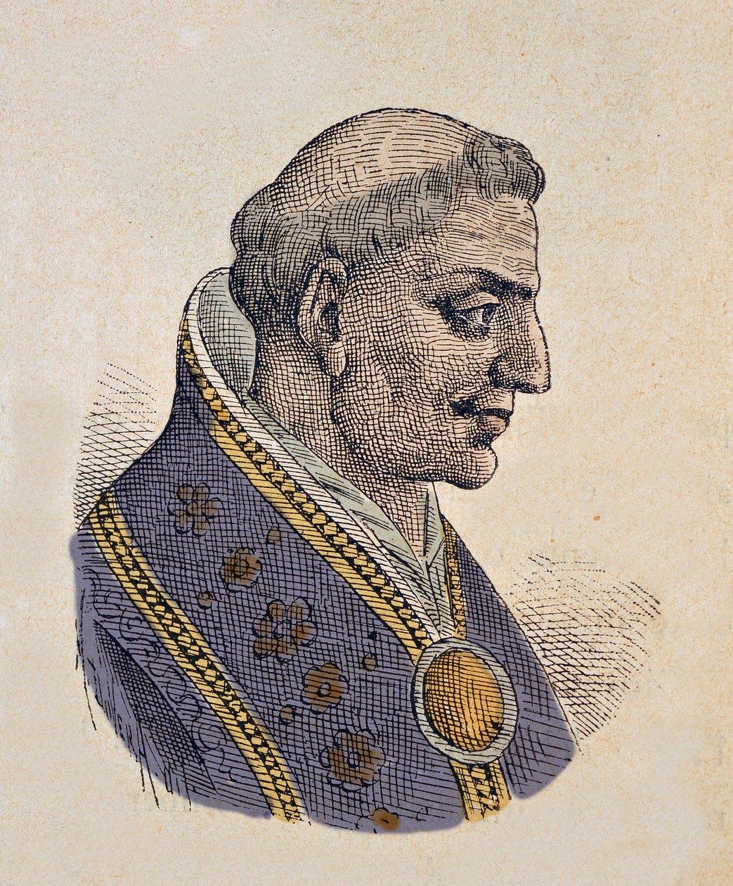 Retrato do Papa Síndio (Sisinio) (708) de Italian School