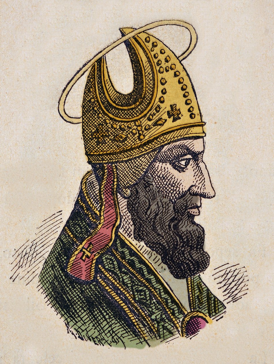 Retrato do Papa Sylvestre Ier (Silvestre ou Sylvester ou Silvestro) (314-335) de Italian School