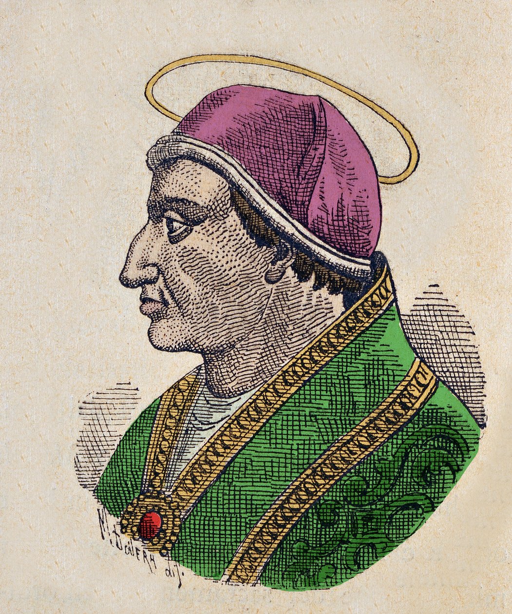 Retrato do Papa Symmaque Ier (Symmachus ou Simmaco) (498-514) de Italian School