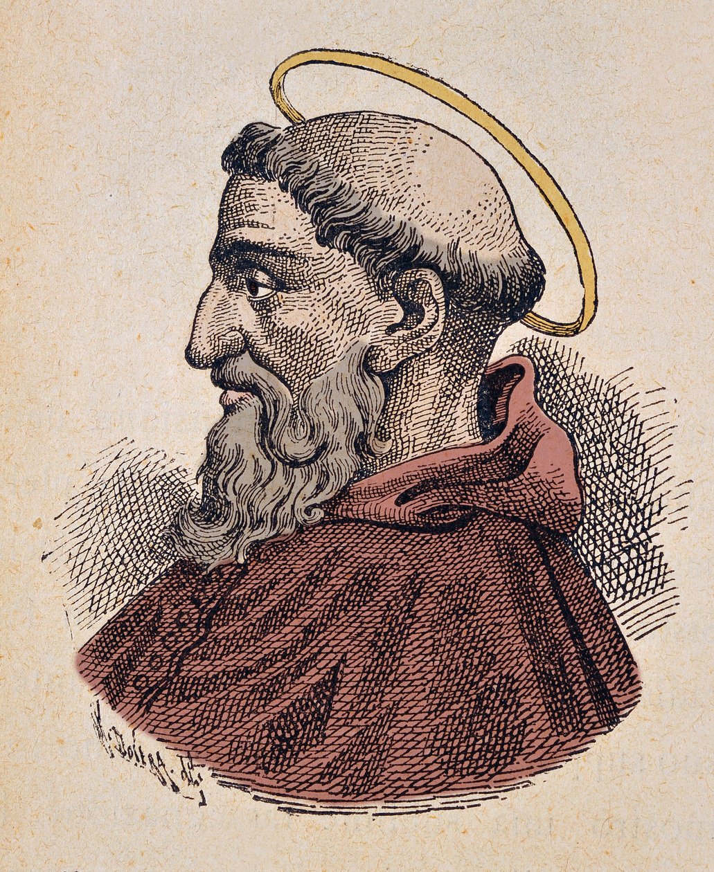 Retrato do Papa Telesforo (Telesphorus ou Telesforo) (125-136/138) de Italian School