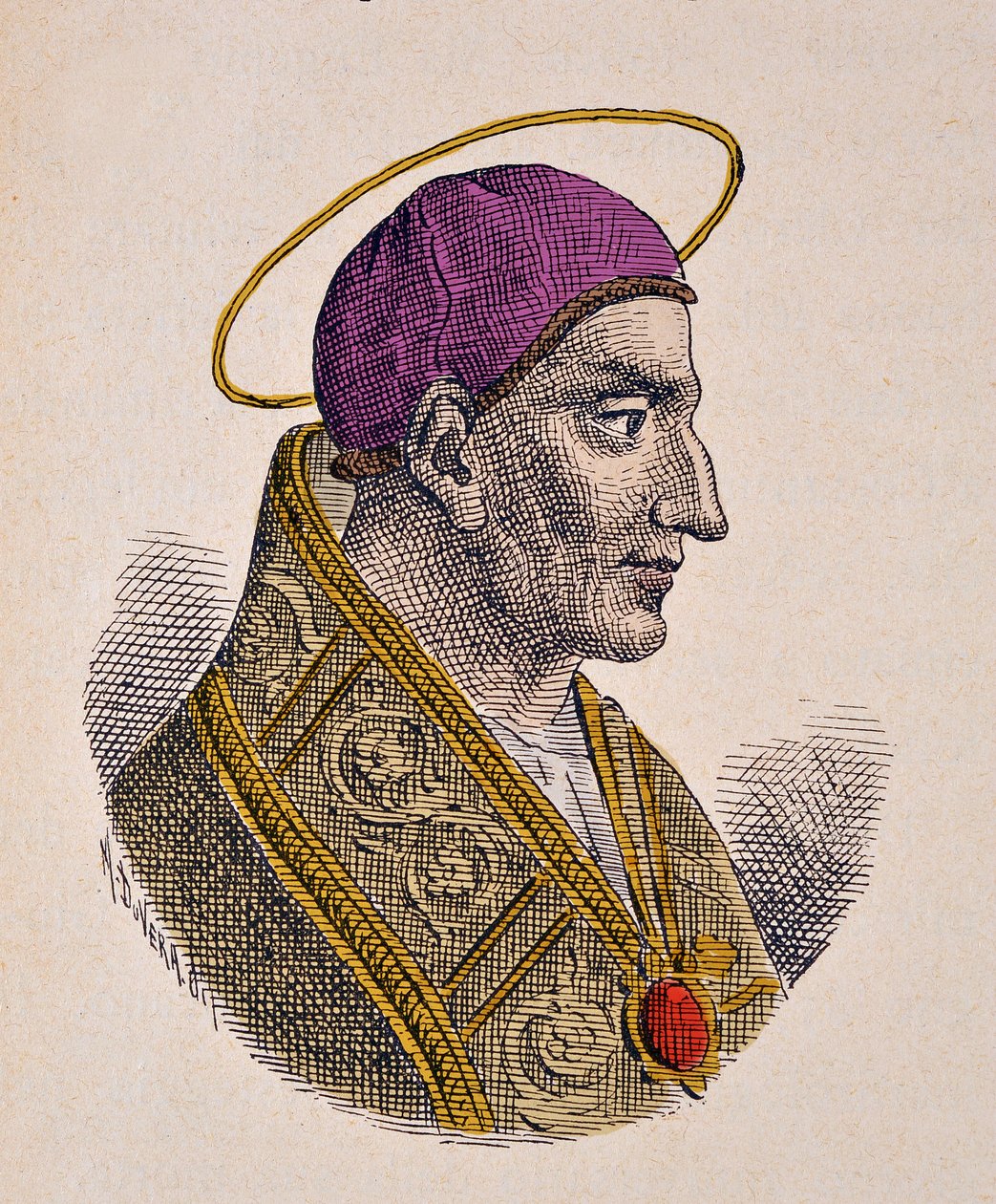 Retrato do Papa Vitalien (Vitalianus ou Vitaliano) (657-672) de Italian School