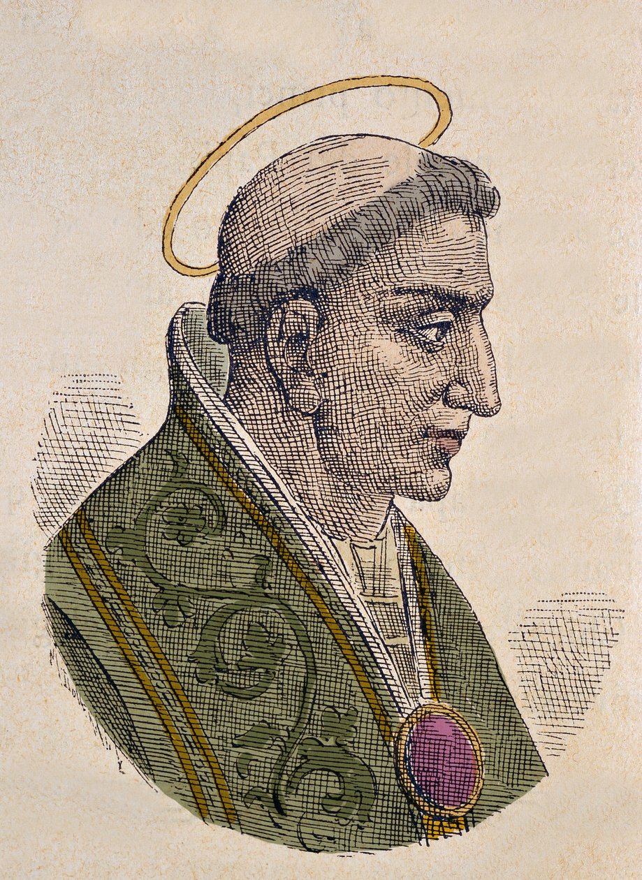 Retrato do Papa Zacharie (Zachary ou Zacharias ou Zaccaria) (741-752) de Italian School