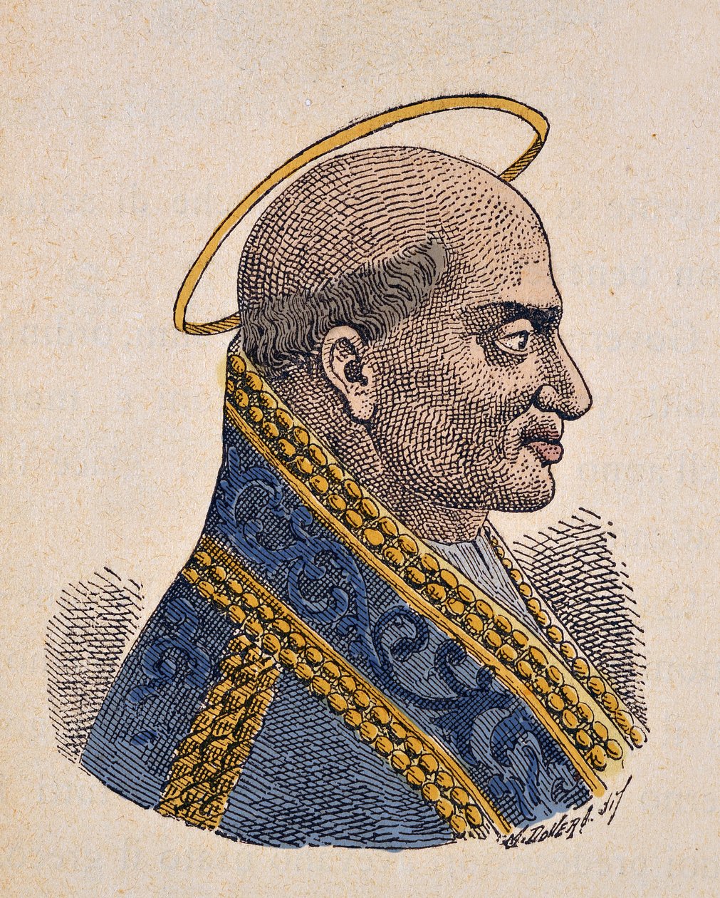 Retrato do Papa Zephyrin (Zephyrinus ou Zefirino ou Zefferino) (199-217) de Italian School