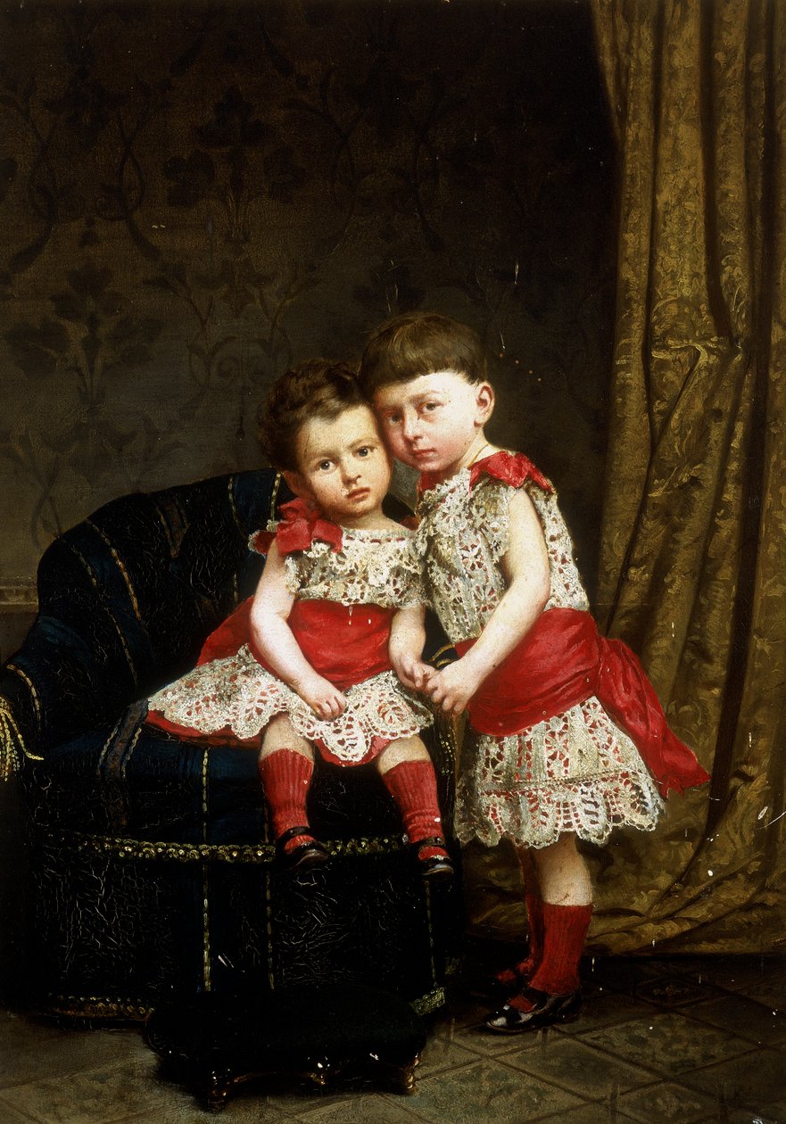 Retrato, de, duas crianças, de, a, casa, de, Doria de Italian School