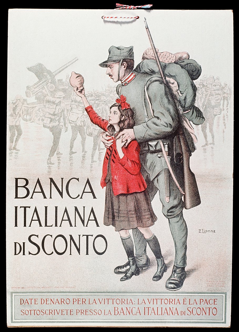 Postal do Banco Italiano de Descontos (Banco de Descontos Italianos), 1917-18 de Italian School