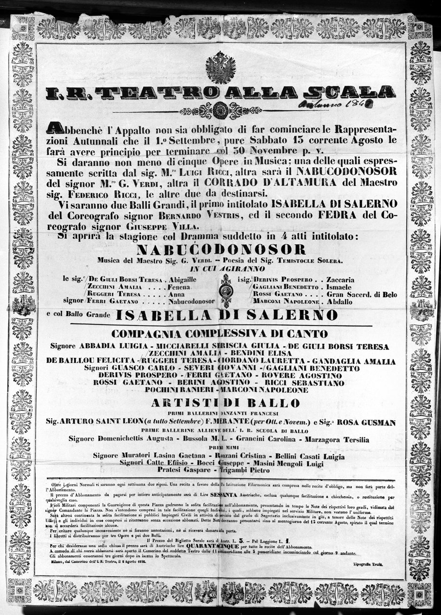 Cartaz para I.R. Teatro alla Scala, 