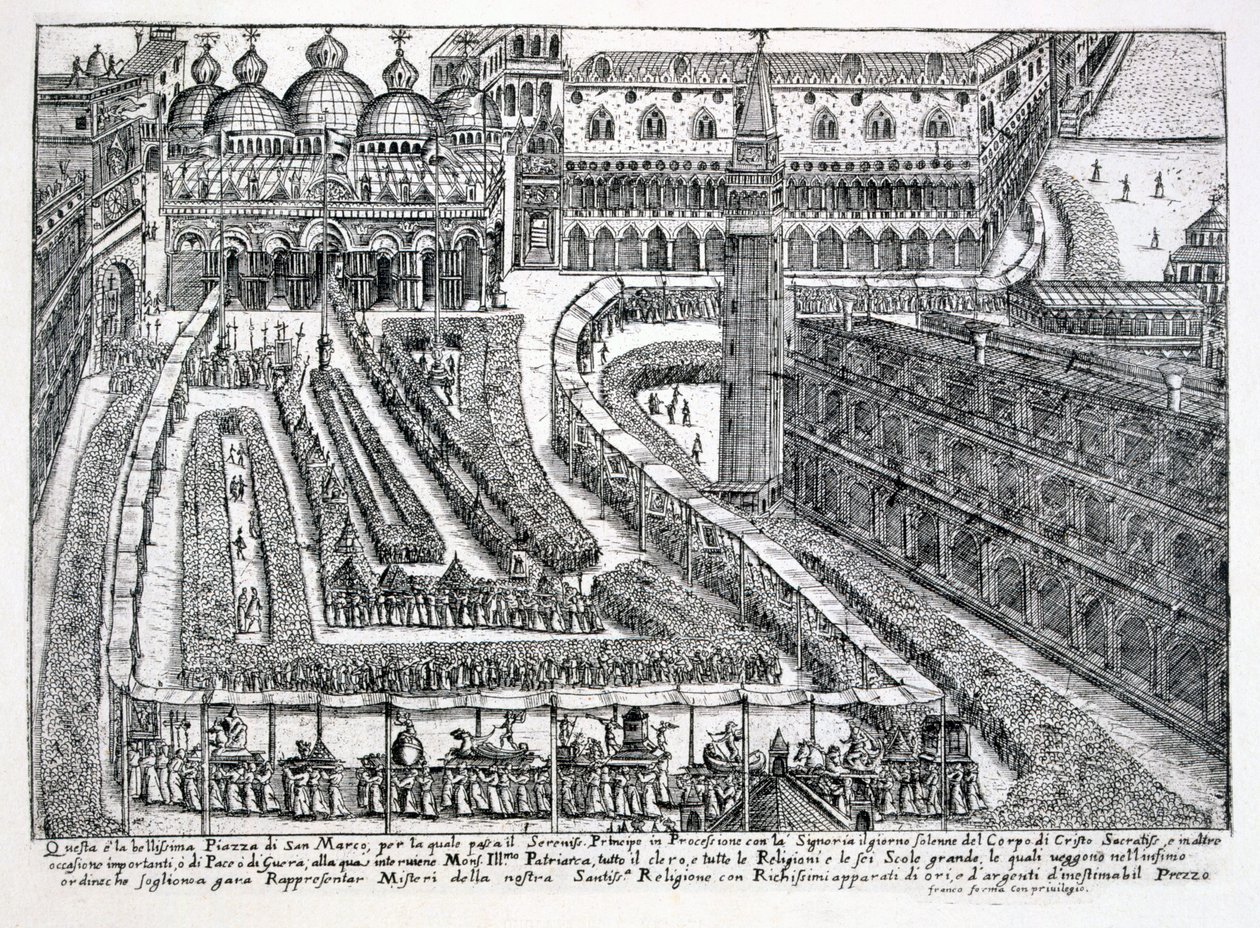 Procissão de Corpus Christi na Piazza San Marco, 1876 de Italian School