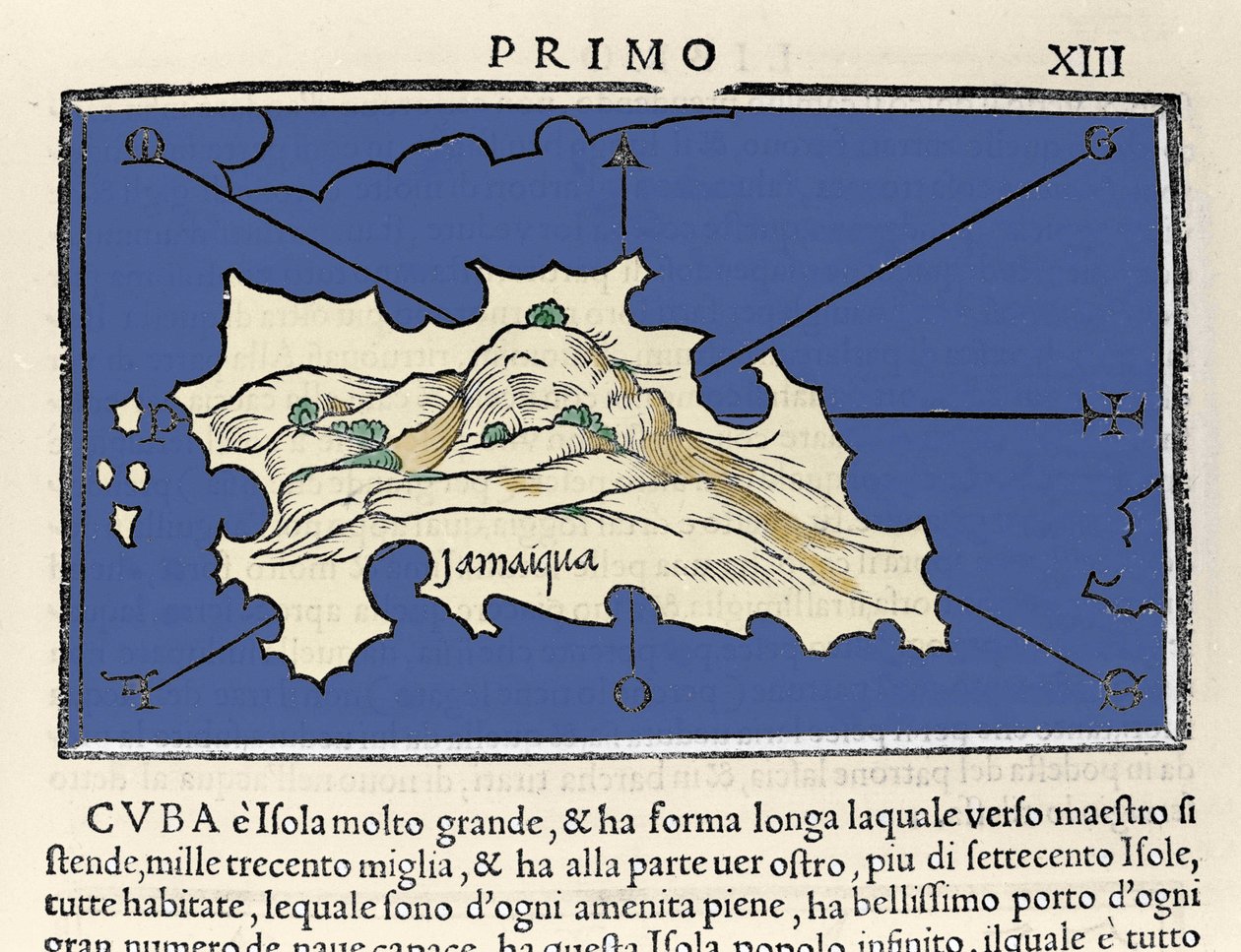Representação da ilha da Jamaica. Isolario (mapa das ilhas) por Benedetto Bordone. Veneza 1547 de Italian School