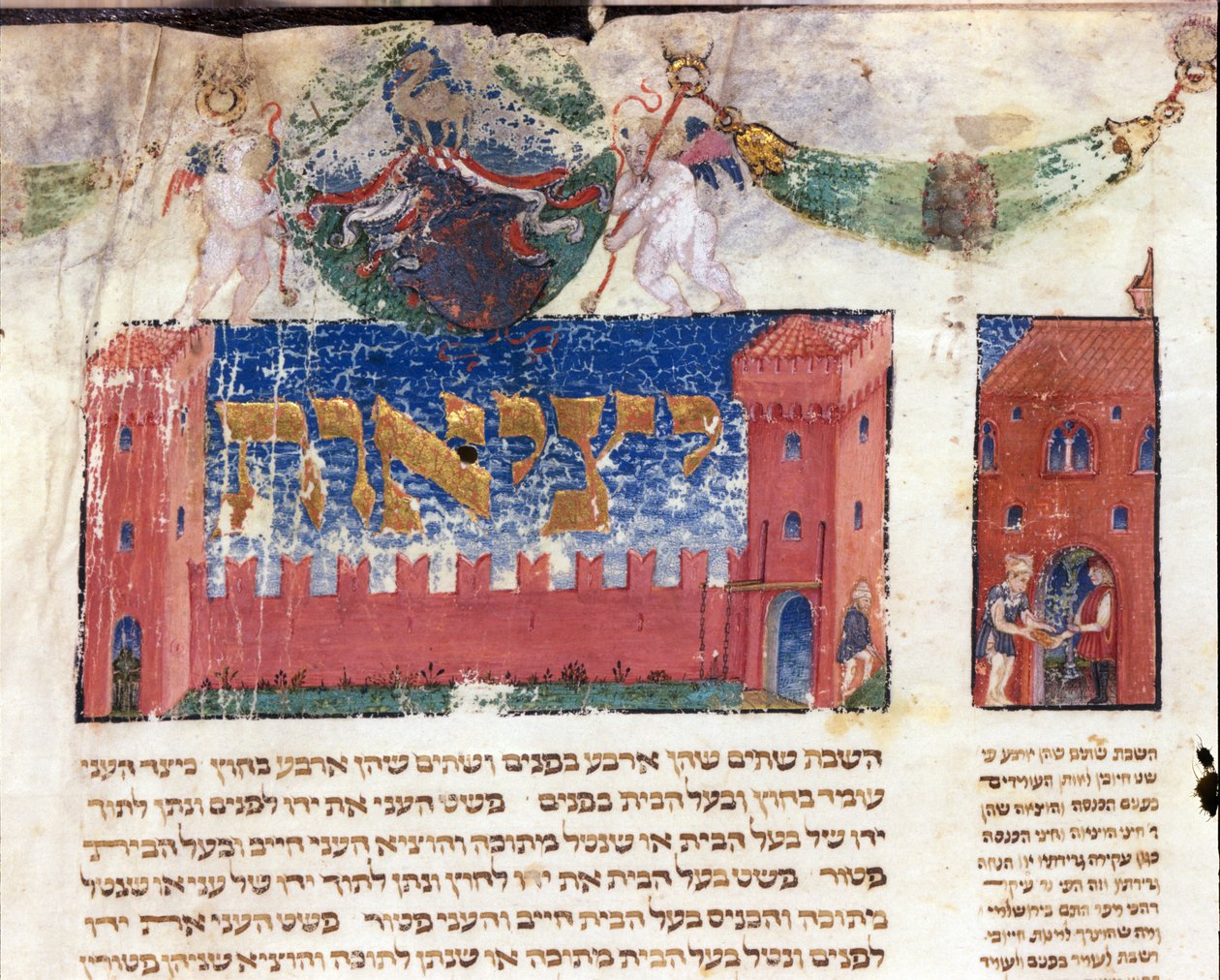 Representação do palácio de um homem rico (vellum) de Italian School