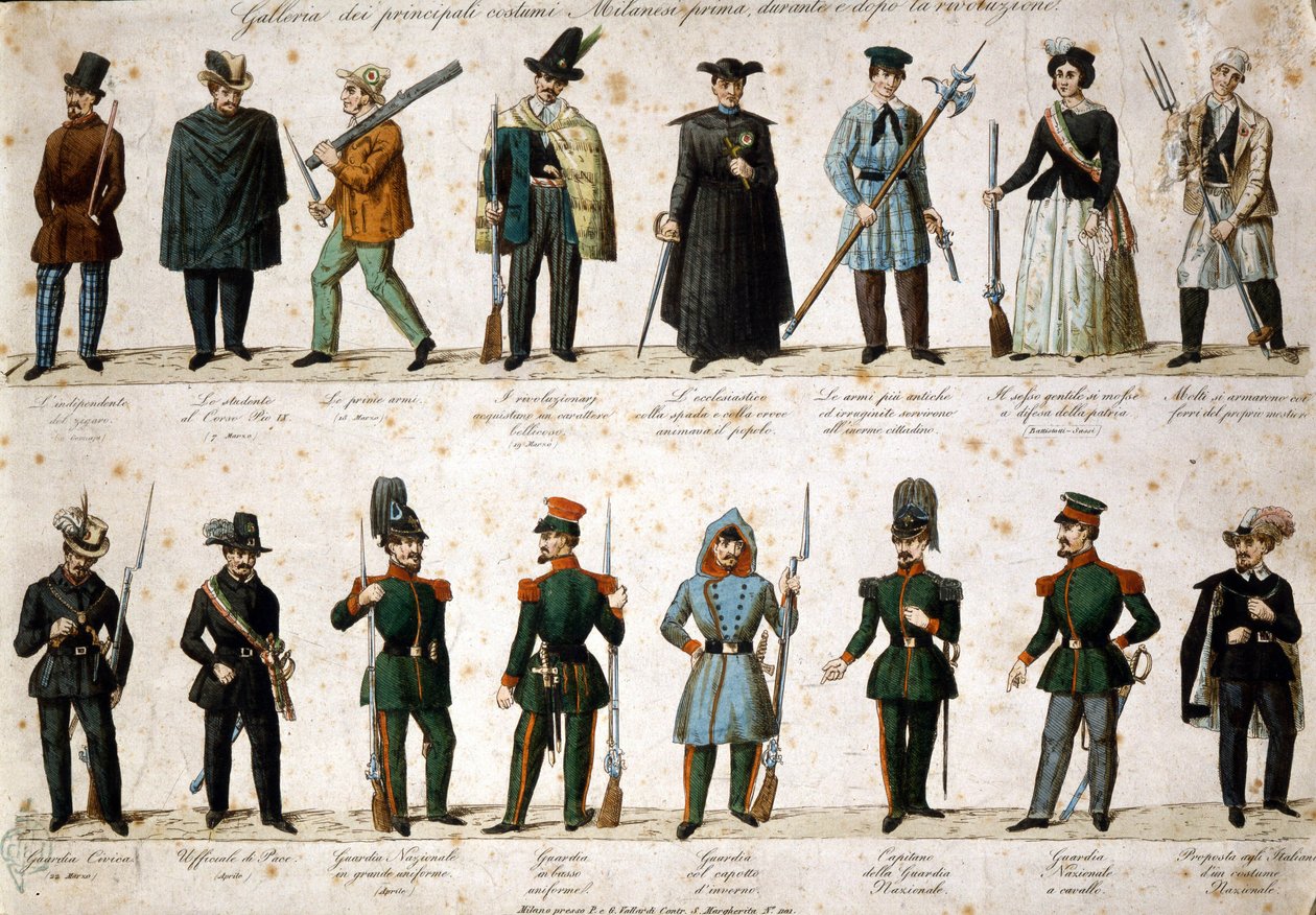 Risorgimento: Os Cinco Dias de Milão (Cinque giornate di Milano) (18-22 de março de 1848): este é um dos primeiros episódios das Revoluções de 1848 (parte da Primeira Guerra da Independência Italiana) que viu o aumento da população milanesa insurgida contr de Italian School